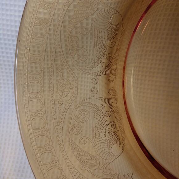 SALE 9 Cambridge Depression Era Etched Amber Salad Plates - Picture 12 of 14